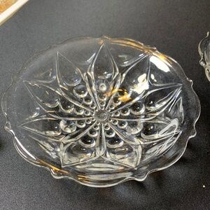 Vintage footed crystal bowl dish-witchy alter, cottage core, trinket, jewelry